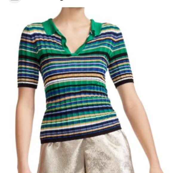 Maje Tops - Maje Macumba striped knit Polo shirt size 3